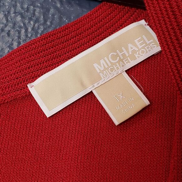 MICHEAL Micheal Kors Ottoman Flare-Hem Dress Mango Red Size 1X - Picture 9 of 11